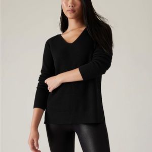 Athleta Hanover V Neck Ribbed Sweater